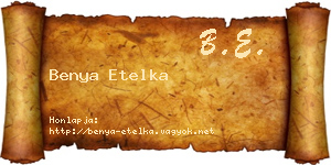 Benya Etelka névjegykártya